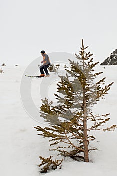 Skier making touring ski