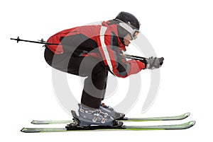 Skier man in aerodynamic pose photo