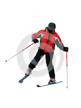 Skier man isolated on white