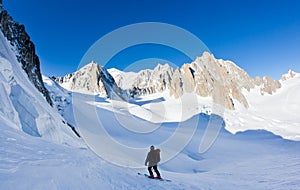 Skier in Mont Blanc Massif