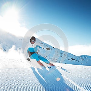 Skier in mountains