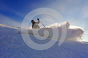 Skier in mountains