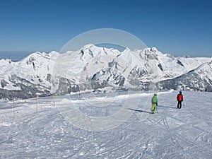 Skier and Mt Saentis
