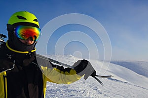 Skier on a peak