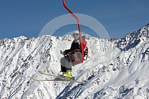 Skier on ski lift