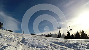 Skier skiing down the slope