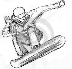 Skier skiing illustration