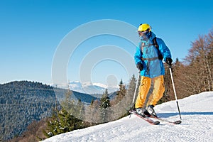 Skier skiing in the mountains