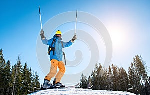 Skier skiing in the mountains