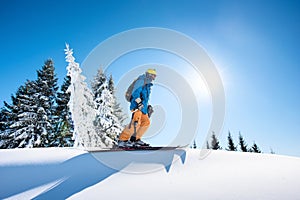 Skier skiing in the mountains