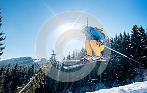 Skier skiing in the mountains