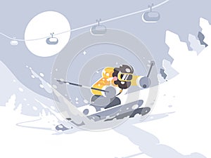 Skier skiing in ski resort