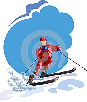 Skier with Sky and snow - Illustration