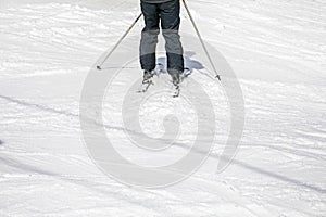 skier on the slope before the descent.