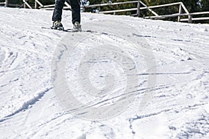 skier on the slope before the descent.