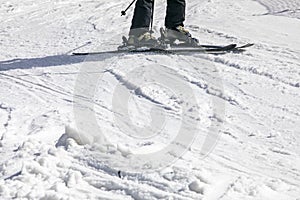 skier on the slope before the descent.