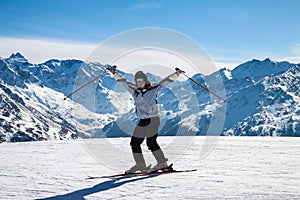 Skier on snow hill, Solden, Austria, winter sport