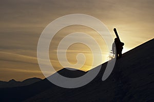 Skier and sunset