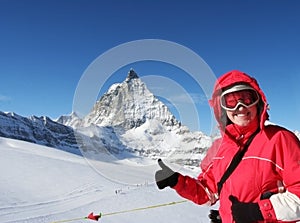 Skier in Swiss Alps