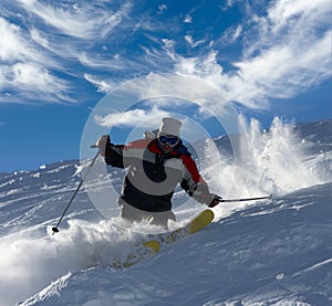 Skier tearing at full speed