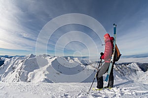 Skier on top of the mountain