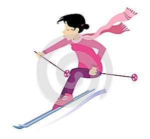 Skier woman illustration