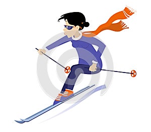 Skier woman illustration