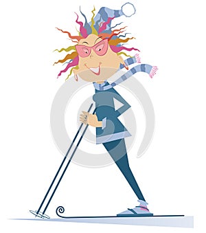 Skier woman isolated illustration