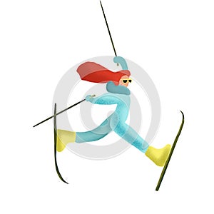 Skier woman isolated illustration