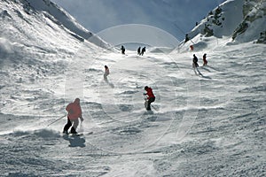 Skiers in the Alps