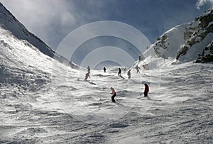 Skiers in the Alps