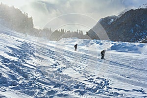 Skiers in Bansko photo