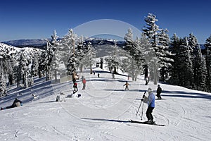 Skiers in Busy Ski Resort