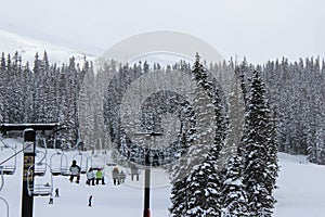 Skiers on Chairlift