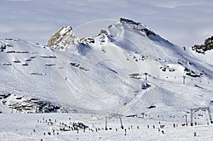 Skiers in Kitzsteinhorn ski resort, Austrian Alps