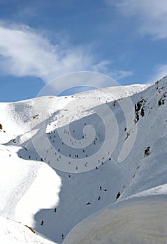 Skiers on mountainside
