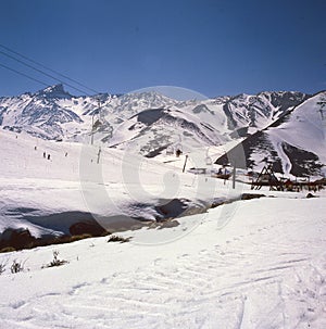 Skiers ,ski resort las leÃ±as argentina