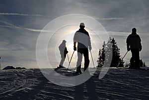 Skiers on the slope photo