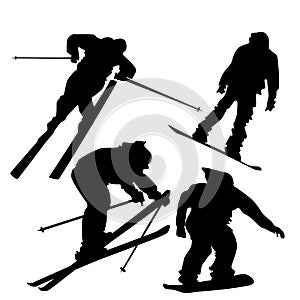 Skiers and snowboarders