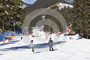 Skiers and snowboarders enjoying good snow