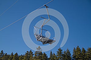 Skiers and snowboarders on a ski lift