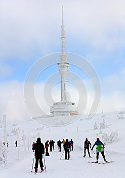 Skiers on way ot mount Praded - Jeseniky - Moravia