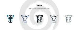 Skiff icon in different style vector illustration. two colored and black skiff vector icons designed in filled, outline, line and