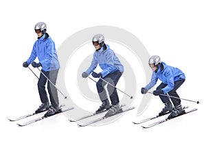 Skiier demonstrate how to take a correct position