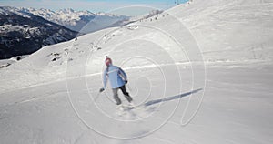 Skiing in the Alps fast