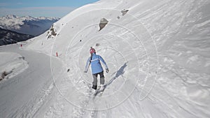 Skiing in the Alps follow shot