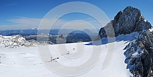 Skiing area panorama on Dachstein