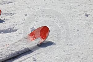 Skiing background - fresh snow on ski slope