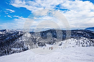 Skiing on The Big Mountain at Whitefish, Montana, at Glacier National Park photo