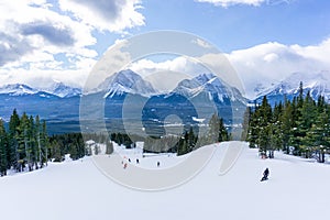 Skiing in the Canadian Rockies at Lake Louise Near Banff